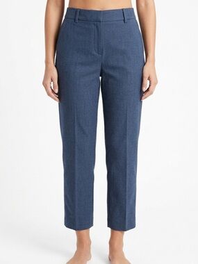 LOFT Blue Cotton Straight Leg Pants | 97% Cotton Trousers Women’s Workwear